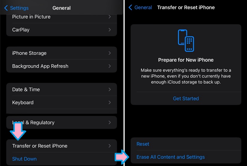 reset all setting