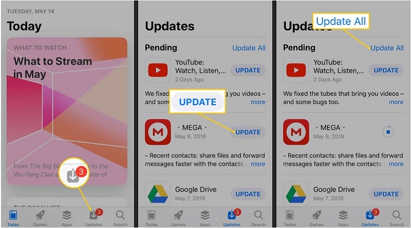 bottom of iphone screen not working update app