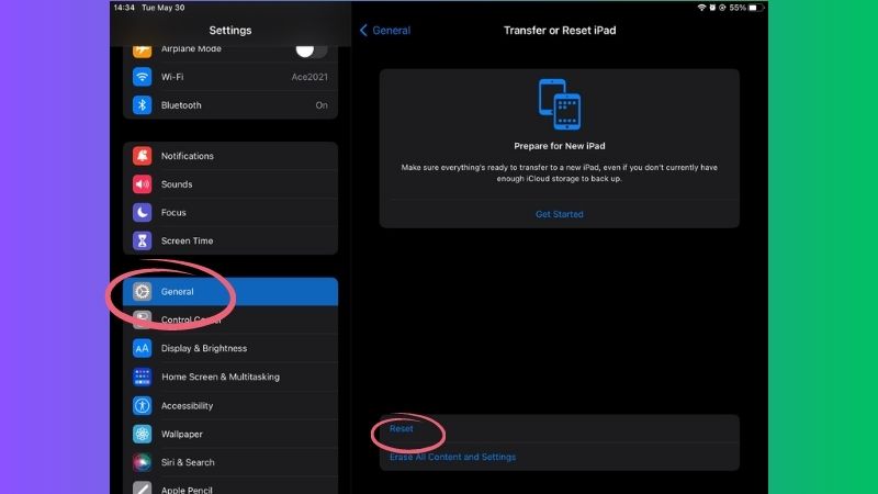 reset your ipad settings