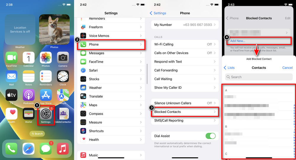 check blocked contacts