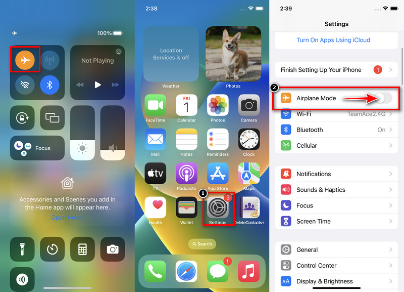 enable airplane mode