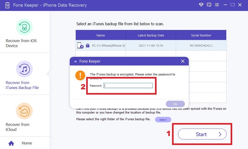 enter your password and click ok