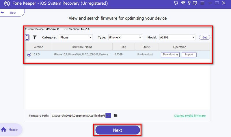 select firmware package