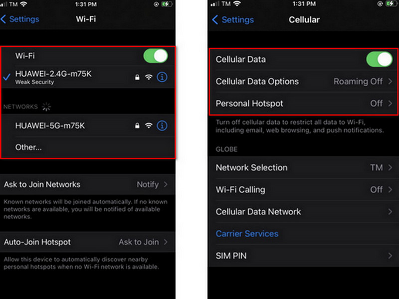 go to settings to check the internet connection