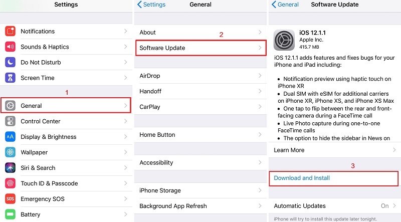 update ios version on settings