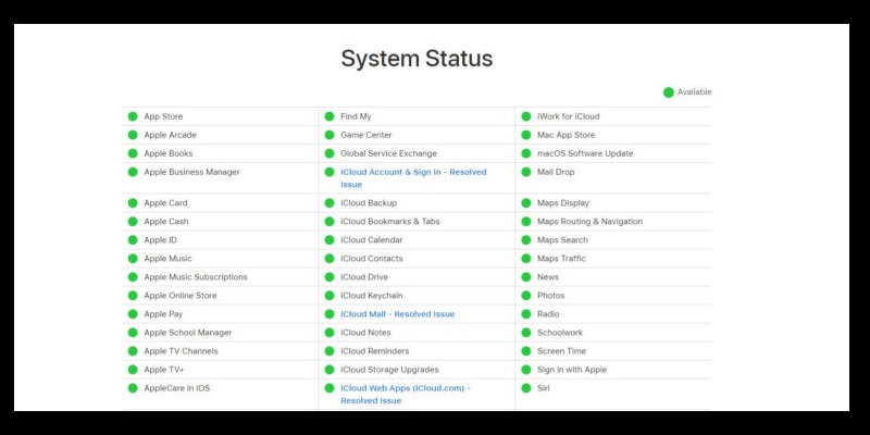 check the apple server
