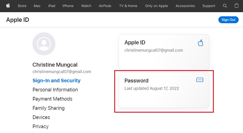 reset apple id password on the web