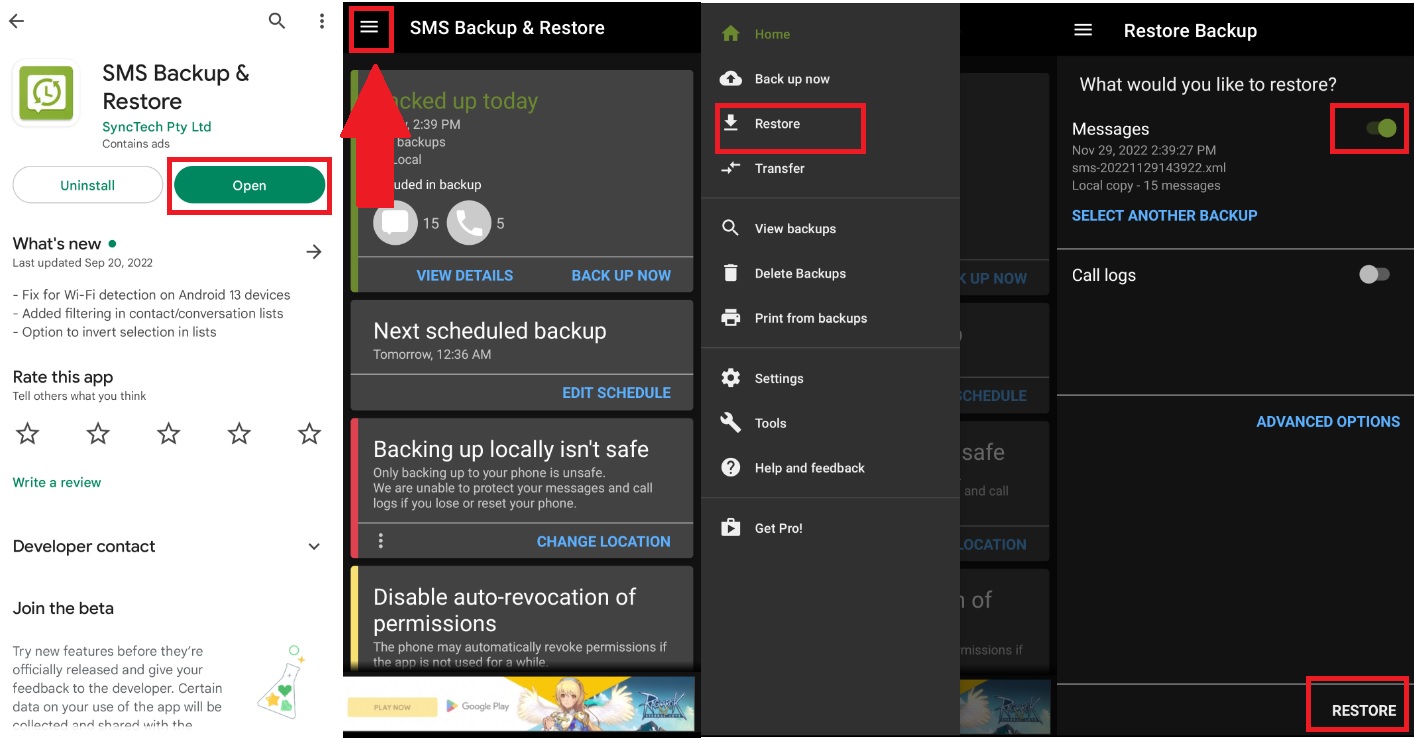 sms backup and restore