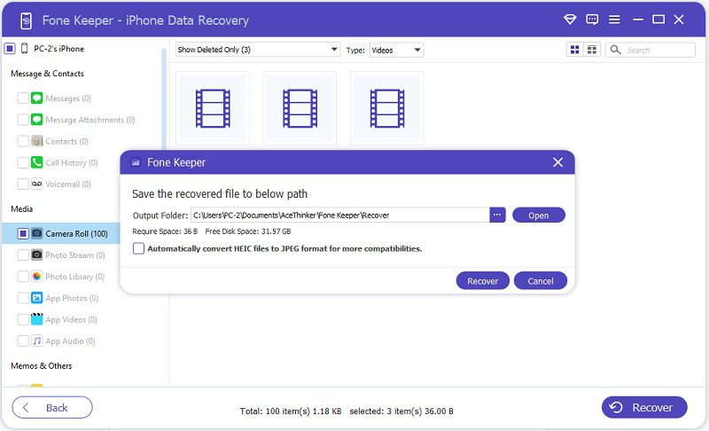 recover videos