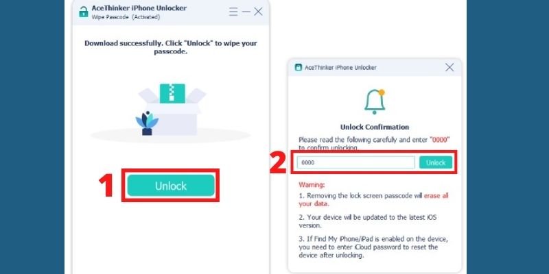 enter confirmation key to unlock