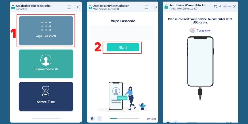wipe passcode, then connect the device